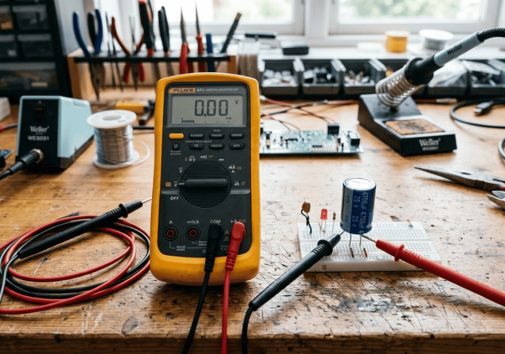 Cordons branchés sur les bornes COM et μF