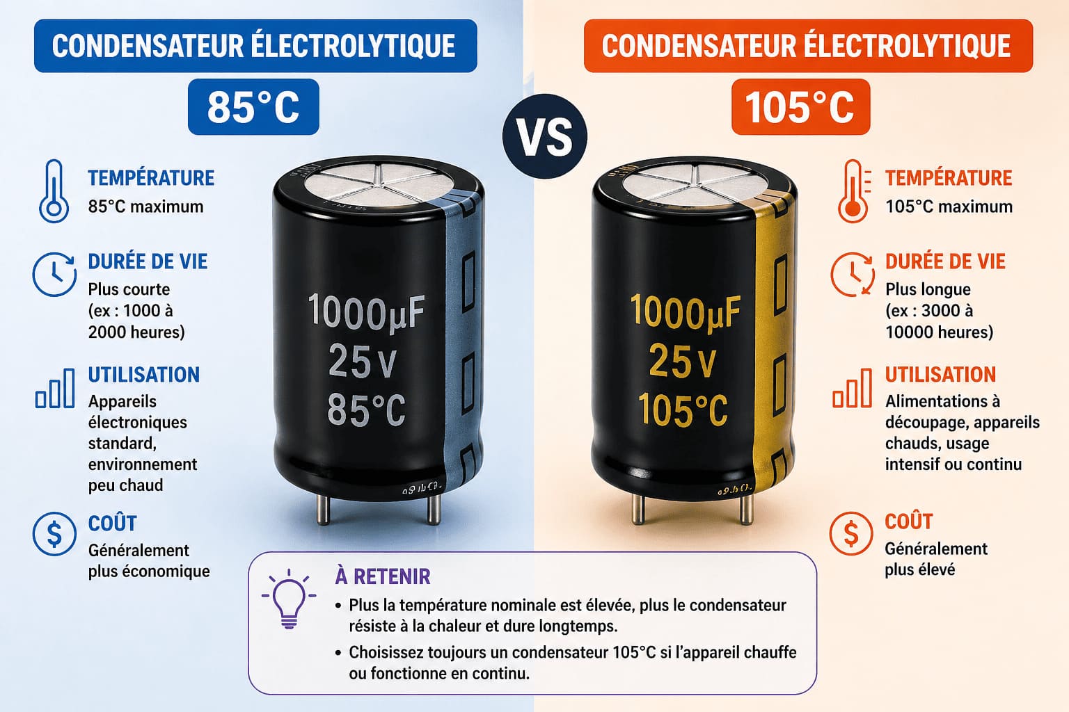📋 Comment lire un datasheet de condensateur électrolytique ?